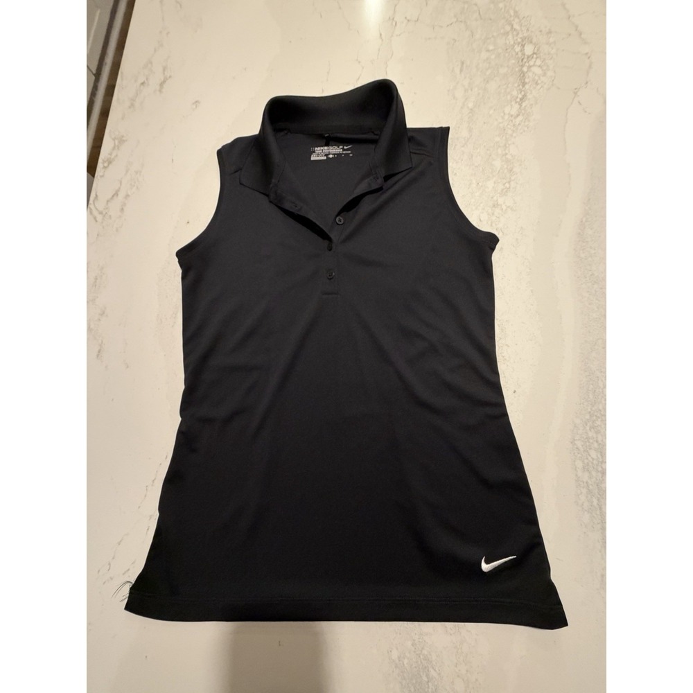 Nike Dri-FIT Tour Performance Sleeveless Golf Polo, black/white Small
